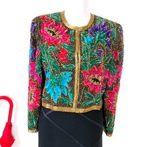 Night Vogue Vintage Sequined Jacket/Sz L